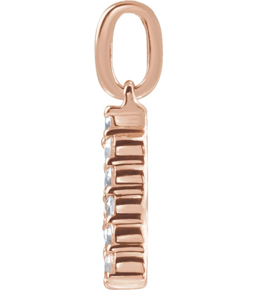 688970 Pendant Set 14K Rose Initial A Lab-Grown Diamond Round 1.5 Mm Si1-Si2, G-H 15 Ctw Polished 15 Ctw Lab-Grown Diamond Initial Pendant