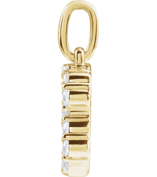 688970 Pendant Set 14K Yellow Initial B Lab-Grown Diamond Round 1.5 Mm Si1-Si2, G-H 14 Ctw Polished 14 Ctw Lab-Grown Diamond Initial Pendant