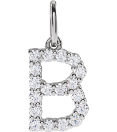 688970 Pendant Set 14K White Initial B Lab-Grown Diamond Round 1.5 Mm Si1-Si2, G-H 14 Ctw Polished 14 Ctw Lab-Grown Diamond Initial Pendant