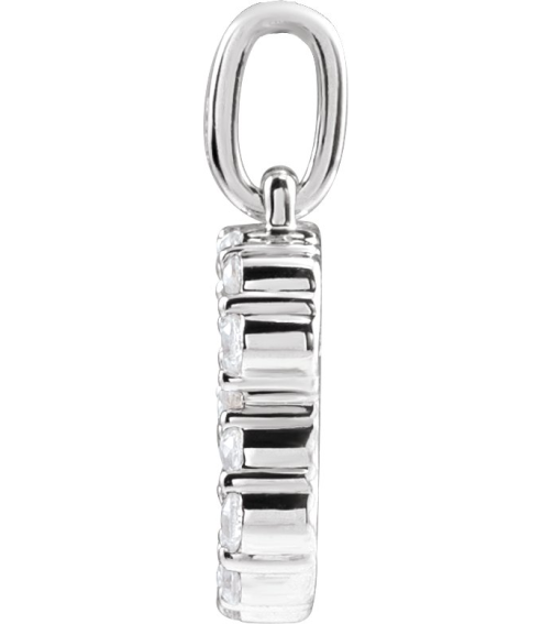 688970 Pendant Set 14K White Initial B Lab-Grown Diamond Round 1.5 Mm Si1-Si2, G-H 14 Ctw Polished 14 Ctw Lab-Grown Diamond Initial Pendant