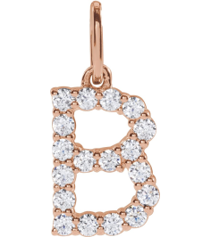 688970 Pendant Set 14K Rose Initial B Lab-Grown Diamond Round 1.5 Mm Si1-Si2, G-H 14 Ctw Polished 14 Ctw Lab-Grown Diamond Initial Pendant