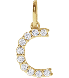 688970 Pendant Set 14K Yellow Initial C Lab-Grown Diamond Round 1.5 Mm Si1-Si2, G-H 16 Ctw Polished 16 Ctw Lab-Grown Diamond Initial Pendant