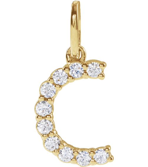 688970 Pendant Set 14K Yellow Initial C Lab-Grown Diamond Round 1.5 Mm Si1-Si2, G-H 16 Ctw Polished 16 Ctw Lab-Grown Diamond Initial Pendant