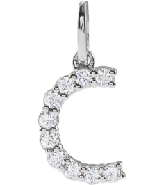 688970 Pendant Set 14K White Initial C Lab-Grown Diamond Round 1.5 Mm Si1-Si2, G-H 16 Ctw Polished 16 Ctw Lab-Grown Diamond Initial Pendant