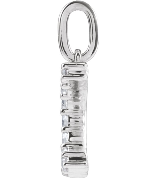 688970 Pendant Set 14K White Initial C Lab-Grown Diamond Round 1.5 Mm Si1-Si2, G-H 16 Ctw Polished 16 Ctw Lab-Grown Diamond Initial Pendant