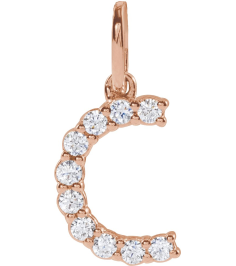 688970 Pendant Set 14K Rose Initial C Lab-Grown Diamond Round 1.5 Mm Si1-Si2, G-H 16 Ctw Polished 16 Ctw Lab-Grown Diamond Initial Pendant