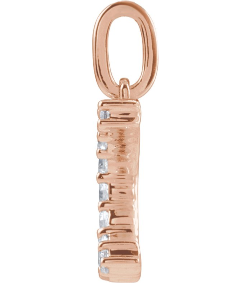 688970 Pendant Set 14K Rose Initial C Lab-Grown Diamond Round 1.5 Mm Si1-Si2, G-H 16 Ctw Polished 16 Ctw Lab-Grown Diamond Initial Pendant