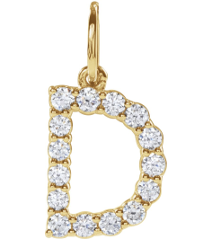 688970 Pendant Set 14K Yellow Initial D Lab-Grown Diamond Round 1.5 Mm Si1-Si2, G-H 14 Ctw Polished 14 Ctw Lab-Grown Diamond Initial Pendant