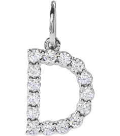 688970 Pendant Set 14K White Initial D Lab-Grown Diamond Round 1.5 Mm Si1-Si2, G-H 14 Ctw Polished 14 Ctw Lab-Grown Diamond Initial Pendant