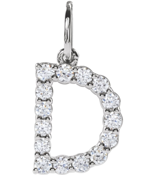 688970 Pendant Set 14K White Initial D Lab-Grown Diamond Round 1.5 Mm Si1-Si2, G-H 14 Ctw Polished 14 Ctw Lab-Grown Diamond Initial Pendant