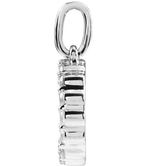 688970 Pendant Set 14K White Initial D Lab-Grown Diamond Round 1.5 Mm Si1-Si2, G-H 14 Ctw Polished 14 Ctw Lab-Grown Diamond Initial Pendant
