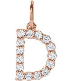 688970 Pendant Set 14K Rose Initial D Lab-Grown Diamond Round 1.5 Mm Si1-Si2, G-H 14 Ctw Polished 14 Ctw Lab-Grown Diamond Initial Pendant