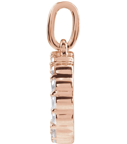 688970 Pendant Set 14K Rose Initial D Lab-Grown Diamond Round 1.5 Mm Si1-Si2, G-H 14 Ctw Polished 14 Ctw Lab-Grown Diamond Initial Pendant