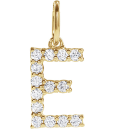 688970 Pendant Set 14K Yellow Initial E Lab-Grown Diamond Round 1.5 Mm Si1-Si2, G-H 15 Ctw Polished 15 Ctw Lab-Grown Diamond Initial Pendant