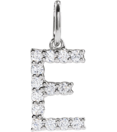 688970 Pendant Set 14K White Initial E Lab-Grown Diamond Round 1.5 Mm Si1-Si2, G-H 15 Ctw Polished 15 Ctw Lab-Grown Diamond Initial Pendant