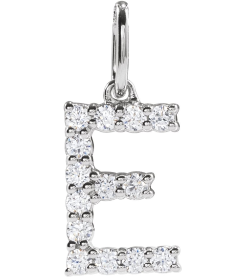 688970 Pendant Set 14K White Initial E Lab-Grown Diamond Round 1.5 Mm Si1-Si2, G-H 15 Ctw Polished 15 Ctw Lab-Grown Diamond Initial Pendant