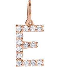 688970 Pendant Set 14K Rose Initial E Lab-Grown Diamond Round 1.5 Mm Si1-Si2, G-H 15 Ctw Polished 15 Ctw Lab-Grown Diamond Initial Pendant