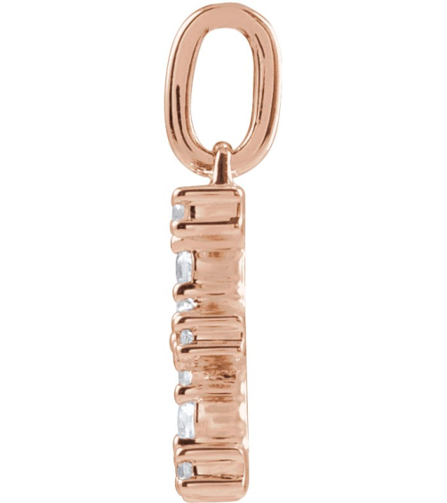 688970 Pendant Set 14K Rose Initial E Lab-Grown Diamond Round 1.5 Mm Si1-Si2, G-H 15 Ctw Polished 15 Ctw Lab-Grown Diamond Initial Pendant