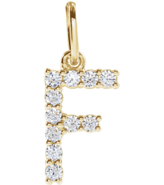 688970 Pendant Set 14K Yellow Initial F Lab-Grown Diamond Round 1.5 Mm Si1-Si2, G-H 16 Ctw Polished 16 Ctw Lab-Grown Diamond Initial Pendant
