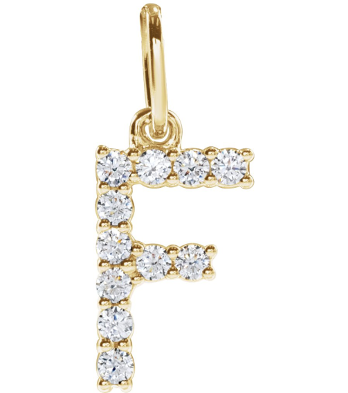 688970 Pendant Set 14K Yellow Initial F Lab-Grown Diamond Round 1.5 Mm Si1-Si2, G-H 16 Ctw Polished 16 Ctw Lab-Grown Diamond Initial Pendant