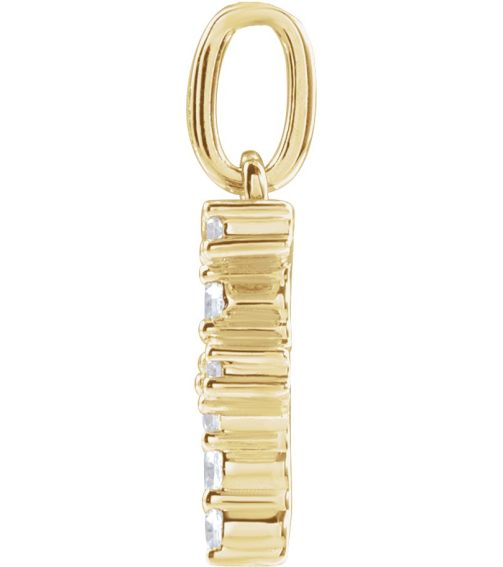 688970 Pendant Set 14K Yellow Initial F Lab-Grown Diamond Round 1.5 Mm Si1-Si2, G-H 16 Ctw Polished 16 Ctw Lab-Grown Diamond Initial Pendant