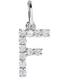 688970 Pendant Set 14K White Initial F Lab-Grown Diamond Round 1.5 Mm Si1-Si2, G-H 16 Ctw Polished 16 Ctw Lab-Grown Diamond Initial Pendant