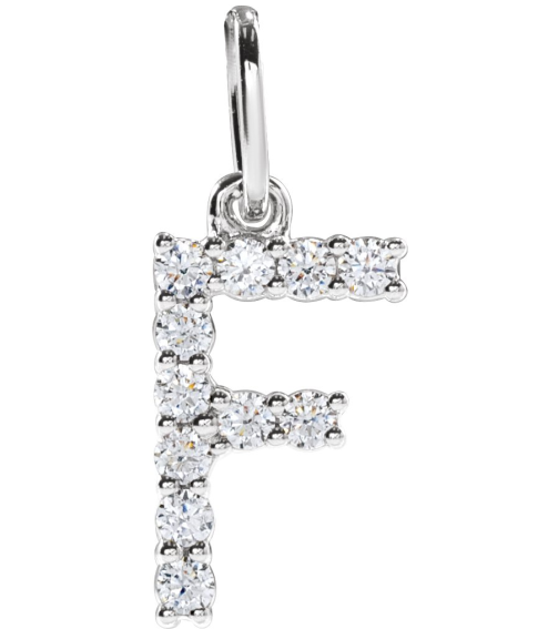 688970 Pendant Set 14K White Initial F Lab-Grown Diamond Round 1.5 Mm Si1-Si2, G-H 16 Ctw Polished 16 Ctw Lab-Grown Diamond Initial Pendant