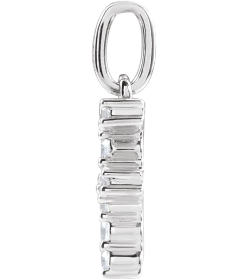 688970 Pendant Set 14K White Initial F Lab-Grown Diamond Round 1.5 Mm Si1-Si2, G-H 16 Ctw Polished 16 Ctw Lab-Grown Diamond Initial Pendant