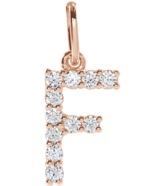 688970 Pendant Set 14K Rose Initial F Lab-Grown Diamond Round 1.5 Mm Si1-Si2, G-H 16 Ctw Polished 16 Ctw Lab-Grown Diamond Initial Pendant