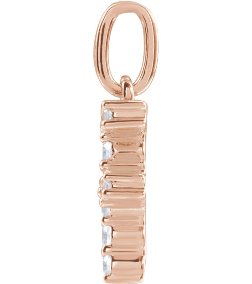 688970 Pendant Set 14K Rose Initial F Lab-Grown Diamond Round 1.5 Mm Si1-Si2, G-H 16 Ctw Polished 16 Ctw Lab-Grown Diamond Initial Pendant