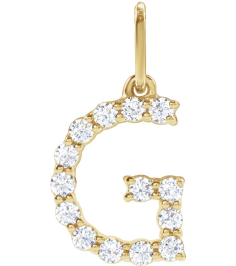 688970 Pendant Set 14K Yellow Initial G Lab-Grown Diamond Round 1.5 Mm Si1-Si2, G-H 15 Ctw Polished 15 Ctw Lab-Grown Diamond Initial Pendant