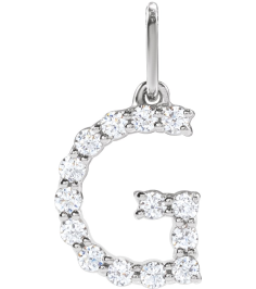 688970 Pendant Set 14K White Initial G Lab-Grown Diamond Round 1.5 Mm Si1-Si2, G-H 15 Ctw Polished 15 Ctw Lab-Grown Diamond Initial Pendant