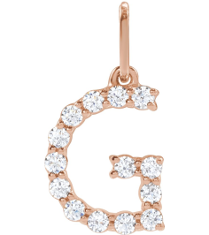 688970 Pendant Set 14K Rose Initial G Lab-Grown Diamond Round 1.5 Mm Si1-Si2, G-H 15 Ctw Polished 15 Ctw Lab-Grown Diamond Initial Pendant