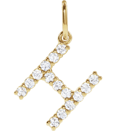 688970 Pendant Set 14K Yellow Initial H Lab-Grown Diamond Round 1.5 Mm Si1-Si2, G-H 15 Ctw Polished 15 Ctw Lab-Grown Diamond Initial Pendant