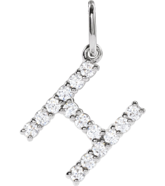 688970 Pendant Set 14K White Initial H Lab-Grown Diamond Round 1.5 Mm Si1-Si2, G-H 15 Ctw Polished 15 Ctw Lab-Grown Diamond Initial Pendant