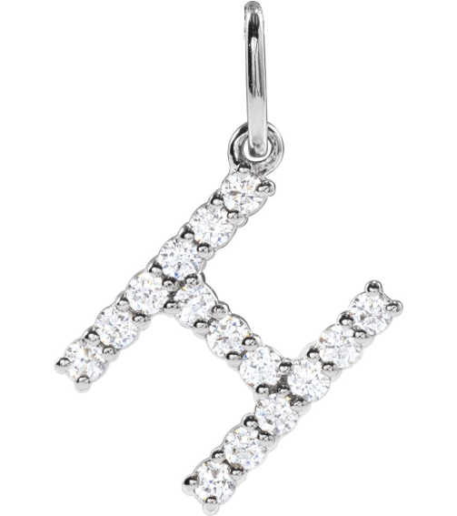 688970 Pendant Set 14K White Initial H Lab-Grown Diamond Round 1.5 Mm Si1-Si2, G-H 15 Ctw Polished 15 Ctw Lab-Grown Diamond Initial Pendant