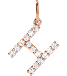 688970 Pendant Set 14K Rose Initial H Lab-Grown Diamond Round 1.5 Mm Si1-Si2, G-H 15 Ctw Polished 15 Ctw Lab-Grown Diamond Initial Pendant