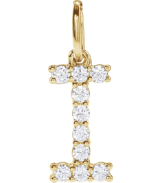 688970 Pendant Set 14K Yellow Initial I Lab-Grown Diamond Round 1.5 Mm Si1-Si2, G-H 16 Ctw Polished 16 Ctw Lab-Grown Diamond Initial Pendant
