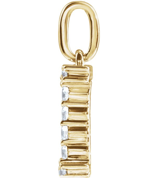 688970 Pendant Set 14K Yellow Initial I Lab-Grown Diamond Round 1.5 Mm Si1-Si2, G-H 16 Ctw Polished 16 Ctw Lab-Grown Diamond Initial Pendant