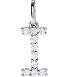 688970 Pendant Set 14K White Initial I Lab-Grown Diamond Round 1.5 Mm Si1-Si2, G-H 16 Ctw Polished 16 Ctw Lab-Grown Diamond Initial Pendant