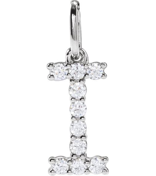688970 Pendant Set 14K White Initial I Lab-Grown Diamond Round 1.5 Mm Si1-Si2, G-H 16 Ctw Polished 16 Ctw Lab-Grown Diamond Initial Pendant