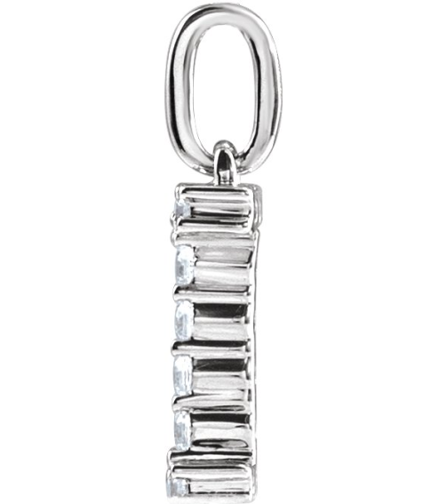688970 Pendant Set 14K White Initial I Lab-Grown Diamond Round 1.5 Mm Si1-Si2, G-H 16 Ctw Polished 16 Ctw Lab-Grown Diamond Initial Pendant