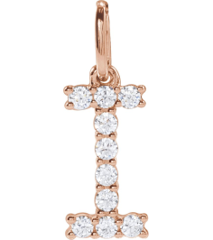 688970 Pendant Set 14K Rose Initial I Lab-Grown Diamond Round 1.5 Mm Si1-Si2, G-H 16 Ctw Polished 16 Ctw Lab-Grown Diamond Initial Pendant