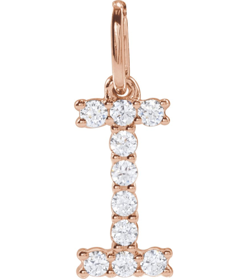 688970 Pendant Set 14K Rose Initial I Lab-Grown Diamond Round 1.5 Mm Si1-Si2, G-H 16 Ctw Polished 16 Ctw Lab-Grown Diamond Initial Pendant