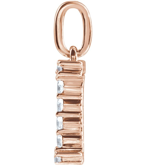 688970 Pendant Set 14K Rose Initial I Lab-Grown Diamond Round 1.5 Mm Si1-Si2, G-H 16 Ctw Polished 16 Ctw Lab-Grown Diamond Initial Pendant