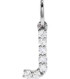 688970 Pendant Set 14K White Initial J Lab-Grown Diamond Round 1.6 Mm Si1-Si2, G-H 18 Ctw Polished 18 Ctw Lab-Grown Diamond Initial Pendant