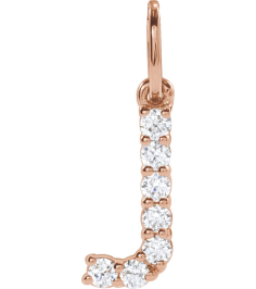 688970 Pendant Set 14K Rose Initial J Lab-Grown Diamond Round 1.6 Mm Si1-Si2, G-H 18 Ctw Polished 18 Ctw Lab-Grown Diamond Initial Pendant