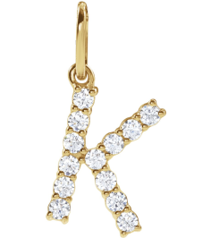 688970 Pendant Set 14K Yellow Initial K Lab-Grown Diamond Round 1.5 Mm Si1-Si2, G-H 15 Ctw Polished 15 Ctw Lab-Grown Diamond Initial Pendant