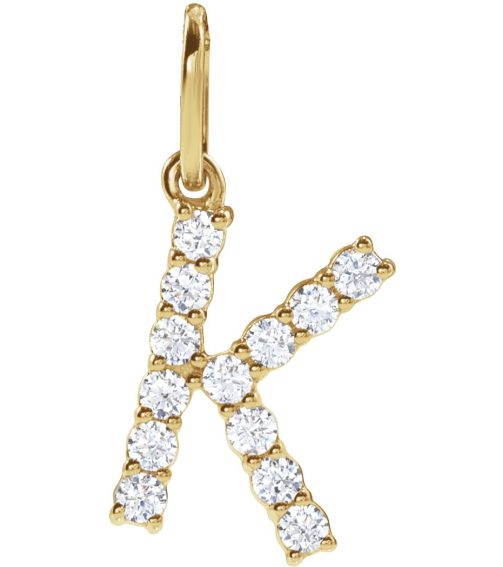 688970 Pendant Set 14K Yellow Initial K Lab-Grown Diamond Round 1.5 Mm Si1-Si2, G-H 15 Ctw Polished 15 Ctw Lab-Grown Diamond Initial Pendant