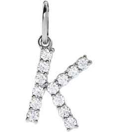688970 Pendant Set 14K White Initial K Lab-Grown Diamond Round 1.5 Mm Si1-Si2, G-H 15 Ctw Polished 15 Ctw Lab-Grown Diamond Initial Pendant